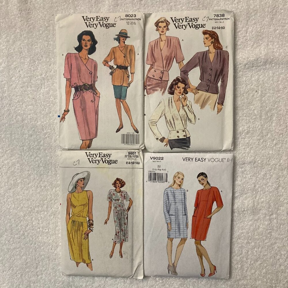Vintage Very Easy Vogue Patterns - Size 12-18 - Lot of 6 (4 uncut)